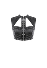 Load image into Gallery viewer, Punk Tech-Wear Crop Top in Matte Leather with Multi-Zippers, Rivets  TW712