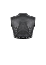 Load image into Gallery viewer, Punk Tech-Wear Crop Top in Matte Leather with Multi-Zippers, Rivets  TW712