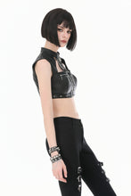 Load image into Gallery viewer, Punk Tech-Wear Crop Top in Matte Leather with Multi-Zippers, Rivets  TW712