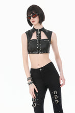 Load image into Gallery viewer, Punk Tech-Wear Crop Top in Matte Leather with Multi-Zippers, Rivets  TW712