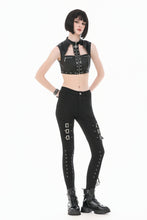 Load image into Gallery viewer, Punk Tech-Wear Crop Top in Matte Leather with Multi-Zippers, Rivets  TW712