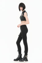 Load image into Gallery viewer, Punk Tech-Wear Crop Top in Matte Leather with Multi-Zippers, Rivets  TW712