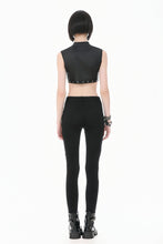 Load image into Gallery viewer, Punk Tech-Wear Crop Top in Matte Leather with Multi-Zippers, Rivets  TW712