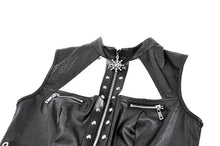Load image into Gallery viewer, Punk Tech-Wear Crop Top in Matte Leather with Multi-Zippers, Rivets  TW712