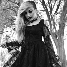 Load image into Gallery viewer, Gothic dress of ghost cocktail lace with button row DW053BK - Gothlolibeauty