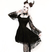 Load image into Gallery viewer, Gothic dress of ghost cocktail lace with button row DW053BK - Gothlolibeauty