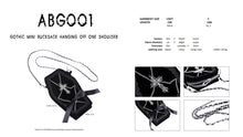 Load image into Gallery viewer, Gothic mini rucksack hanging off one shoulder ABG001