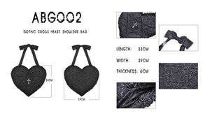 Gothic cross heart shoulder bag ABG002
