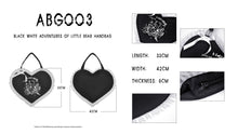 Load image into Gallery viewer, Black white adventures of little bear handbag ABG003