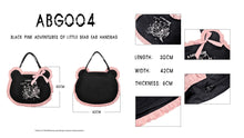 Load image into Gallery viewer, Black pink adventures of little bear ear handbag ABG004