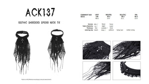 Gothic shredded spider neck tie ACK137