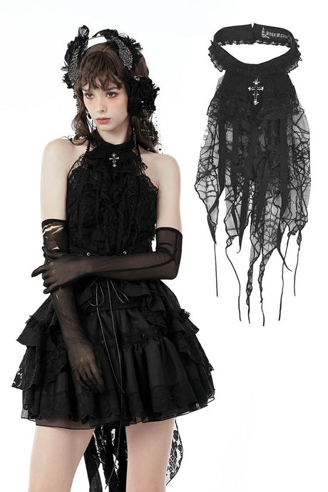 Gothic shredded spider neck tie ACK137