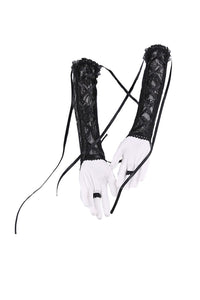 Gothic lace oversleeve with ribbon rope AGL002 - Gothlolibeauty