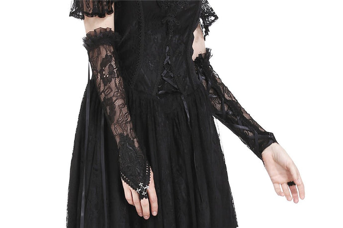 Gothic lace oversleeve with ribbon rope AGL002 - Gothlolibeauty