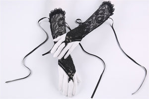 Gothic lace oversleeve with ribbon rope AGL002 - Gothlolibeauty