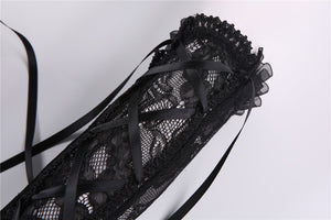 Gothic lace oversleeve with ribbon rope AGL002 - Gothlolibeauty