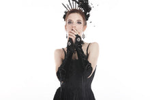 Load image into Gallery viewer, Gothic velvet lace up gloves AGL003 - Gothlolibeauty