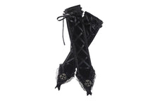 Load image into Gallery viewer, Gothic velvet lace up gloves AGL003 - Gothlolibeauty