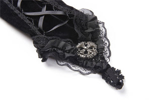 Gothic velvet lace up gloves AGL003 - Gothlolibeauty