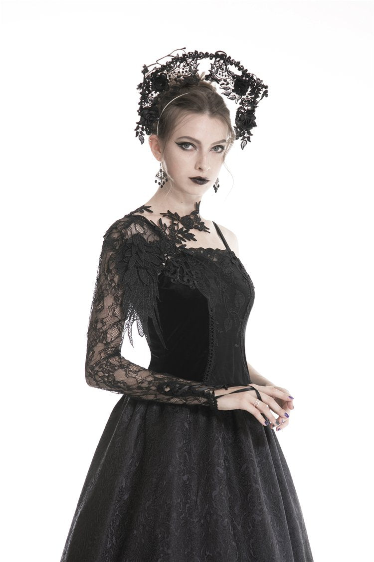 Gothic women half lace sleeves with flowers AGL006 – DARK IN LOVE