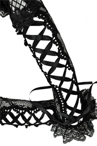 Gothic lace up lacey gloves AGL007