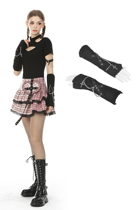 Punk chain warm wooly gloves AGL012