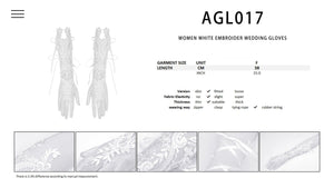 Women white embroider wedding gloves AGL017
