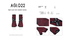 Load image into Gallery viewer, Punk black red studded gloves AGL022