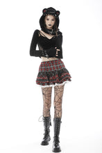 Load image into Gallery viewer, Metal studded plaid cat ear wooly scarf ASF024