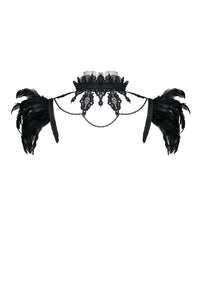 Gothic gorgeous feather velvet caplet with two ways to wear BW046 - Gothlolibeauty