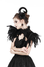 Load image into Gallery viewer, Gothic gorgeous feather velvet caplet with two ways to wear BW046 - Gothlolibeauty