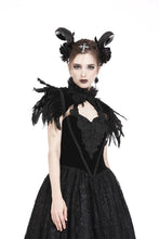 Load image into Gallery viewer, Gothic gorgeous feather velvet caplet with two ways to wear BW046 - Gothlolibeauty