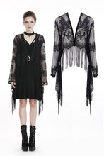 Load image into Gallery viewer, Black tasseled cape with kimono sleeves BW066 - Gothlolibeauty