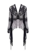 Load image into Gallery viewer, Black tasseled cape with kimono sleeves BW066 - Gothlolibeauty