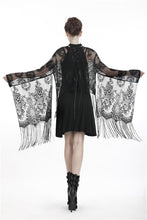 Load image into Gallery viewer, Black tasseled cape with kimono sleeves BW066 - Gothlolibeauty