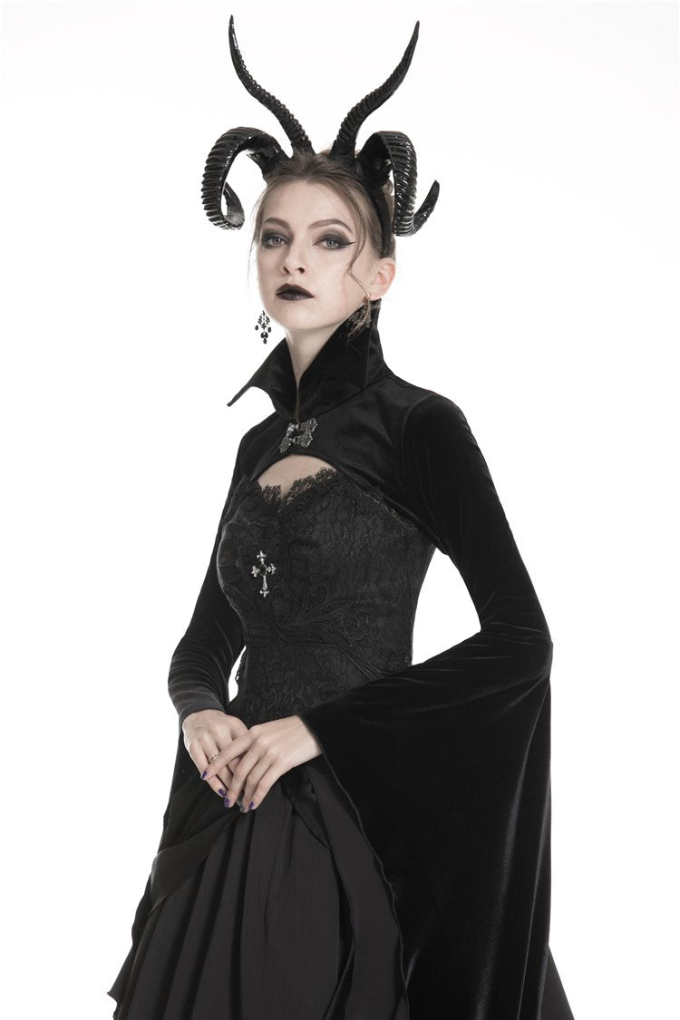 Gothic women velvet Black vampire cape with bat big sleeves BW069 ...