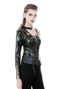 Punk shining PU one shoulder around neck cape BW076
