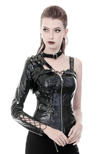 Punk shining PU one shoulder around neck cape BW076