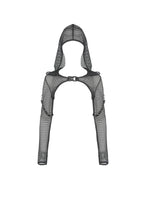 Load image into Gallery viewer, Fishnet hooded punk cape BW084