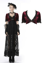 Load image into Gallery viewer, Gothic luxe wine red diamond velvet short-sleeves cape BW095