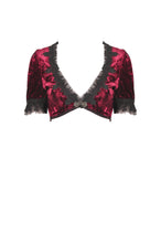 Load image into Gallery viewer, Gothic luxe wine red diamond velvet short-sleeves cape BW095