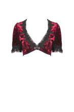 Load image into Gallery viewer, Gothic luxe wine red diamond velvet short-sleeves cape BW095