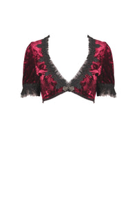 Gothic luxe wine red diamond velvet short-sleeves cape BW095
