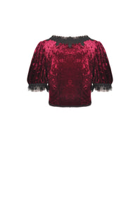 Gothic luxe wine red diamond velvet short-sleeves cape BW095