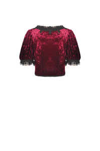 Gothic luxe wine red diamond velvet short-sleeves cape BW095