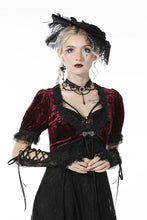 Load image into Gallery viewer, Gothic luxe wine red diamond velvet short-sleeves cape BW095