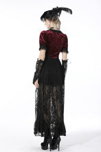 Load image into Gallery viewer, Gothic luxe wine red diamond velvet short-sleeves cape BW095