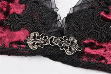 Load image into Gallery viewer, Gothic luxe wine red diamond velvet short-sleeves cape BW095