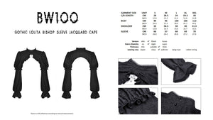 Gothic lolita bishop sleeve jacquard cape BW100