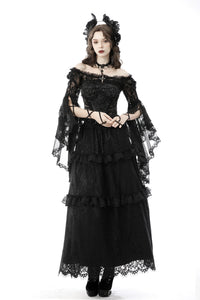 Gothic mesh bell sleeves sexy finger hook lace cape BW103